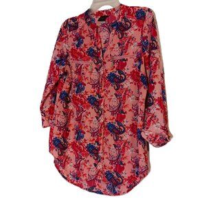 JTB Brand pink and blue woman's blouse with zipper accents, size M